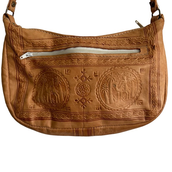 Moroccan Handcrafted Leather Shoulder Bag - Picture 1 of 8